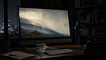The Squall Line wallpaper on a large display in a dark studio office at night