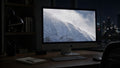 After the Whiteout wallpaper on a large display in a dark studio office at night