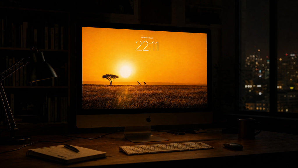 Golden Hour — Volume I: Amber Plains in a dark office